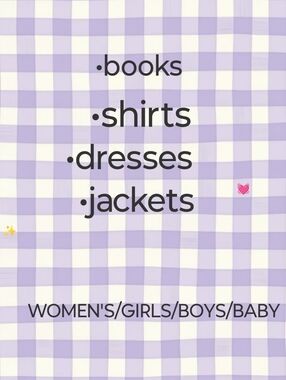 Gingham Background Graphic with Text - Purple & White